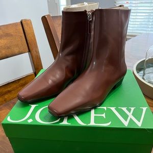 J.Crew Square-toe ankle boots in spazzolato leather, sienna, size 7